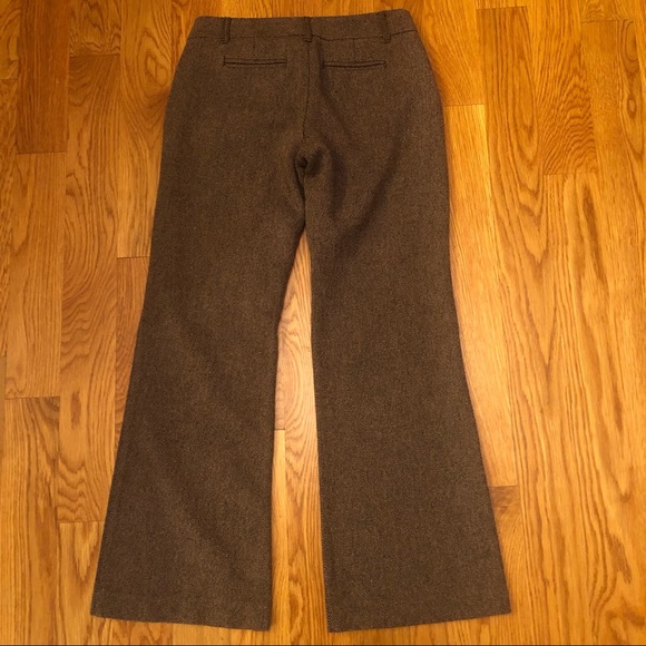 Old Navy Brown Herringbone Wool Heavy Thick Wide Leg Bootcut Pants 1 Short - Picture 2 of 4